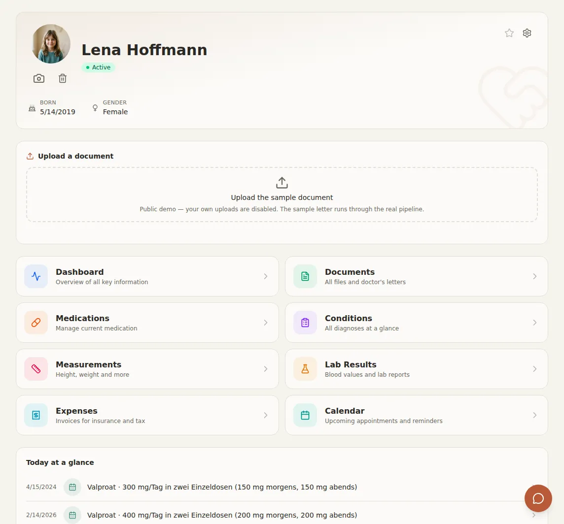 One place for everything: documents, medications and appointments
